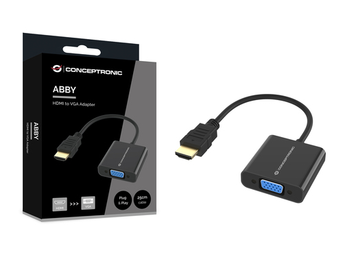 Bộ chuyển đổi cáp video Conceptronic ABBY20B 0,25 m HDMI Type A (Standard) VGA (D-Sub) màu đen