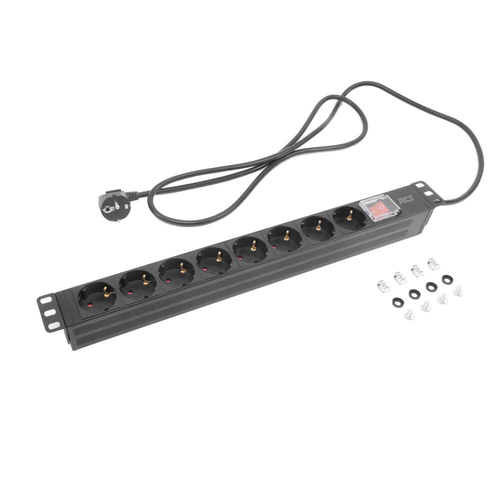 Ổ cắm kéo dài ACT PD3005 2,5 m 8 ổ cắm AC Trong nhà màu đen