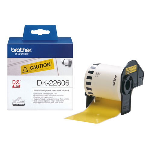 Máy bấm nhãn Brother DK-22606 màu đen trên màu vàng Tiếng Đan Mạch