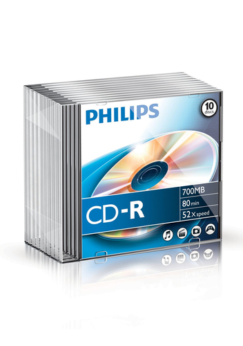 Đĩa Philips CR7D5NS10/00 CD trắng CD-R 700 MB 52x 10 chiếc