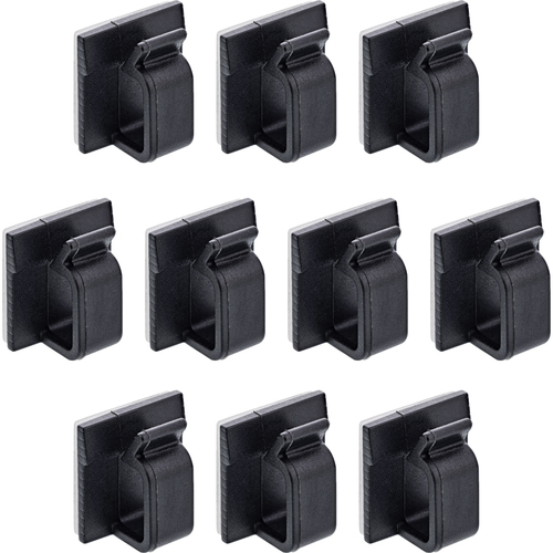 Bộ sắp xếp cáp InLine 59971E Dạng đa năng Móc dây cáp màu đen 10 chiếc