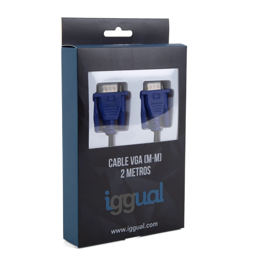 Cáp iggual IGG318577 VGA 2 m VGA (D-Sub) màu đen, màu xanh lơ