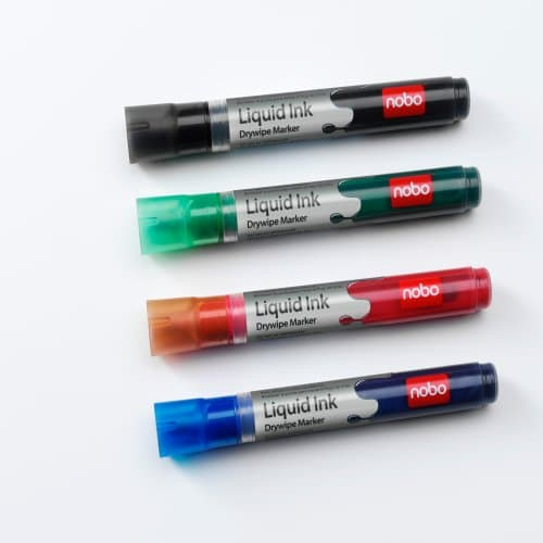 Bút dạ Nobo Liquid Ink Drymarkers 12 chiếc Ngòi dạng viên đạn màu đen, màu xanh lơ, màu xanh lá cây, màu da cam, màu tím, màu đỏ
