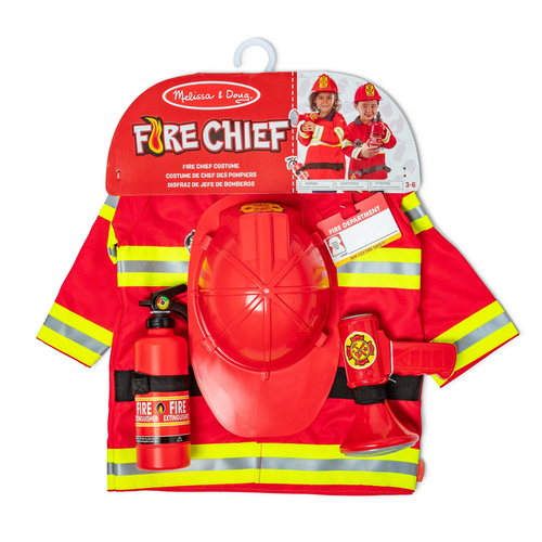 Trang phục hóa trang Melissa & Doug Fire Chief Trẻ em Unisex Đồng phục