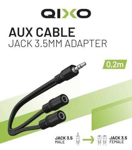Cáp âm thanh Qixo QXJACK35MF02MK 0,22 m 3.5mm màu đen