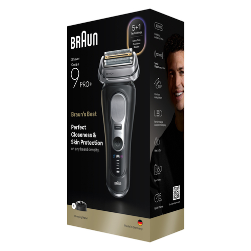 Máy cạo râu Braun Series 9 Pro+ 9610S Máy cạo râu lưỡi lá Bộ tỉa màu đen