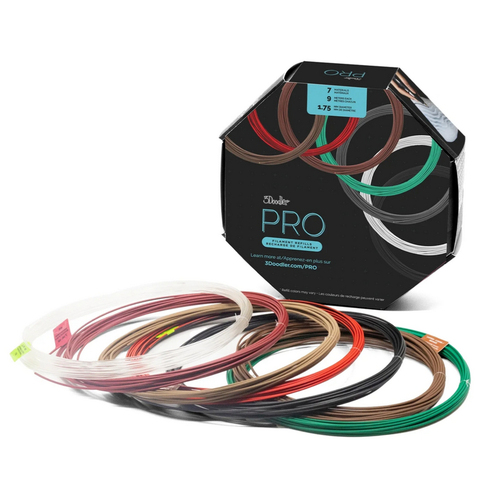1dda221233ff8ea9fa629e7e0ea00aa20295fe7a.jpg Vật liệu cho máy in 3D 3Doodler PRO-FILLS Đồng (kim loại), Polylactic acid (PLA), Axit polylactic - sợi carbon (PLA-CF), Sợi gỗ Đồng (kim loại), màu xanh lá cây, màu xám, màu trắng, Gỗ, màu đỏ, màu đồng