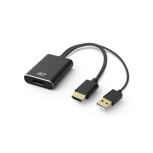 Bộ chuyển đổi cáp video ACT AC7536 0,24 m HDMI + USB DisplayPort màu đen