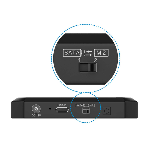 Trạm docking ổ cứng AISENS ASDS-M2SATA04B USB 3.2 Gen 1 (3.1 Gen 1) Type-C màu đen