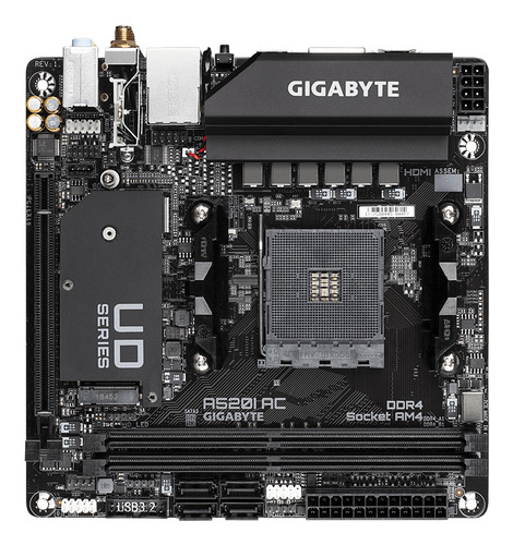 Bo mạch chủ GIGABYTE A520I AC (Rev. 1.4) AMD A520 Socket AM4 mini ITX