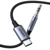 Cáp âm thanh Ugreen CM450 1 m 3.5mm USB Type-C màu đen