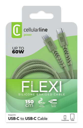 Cáp Cellularline USBDATAUBRC2C15G USB 1,5 m USB C 60 W màu xanh lá cây