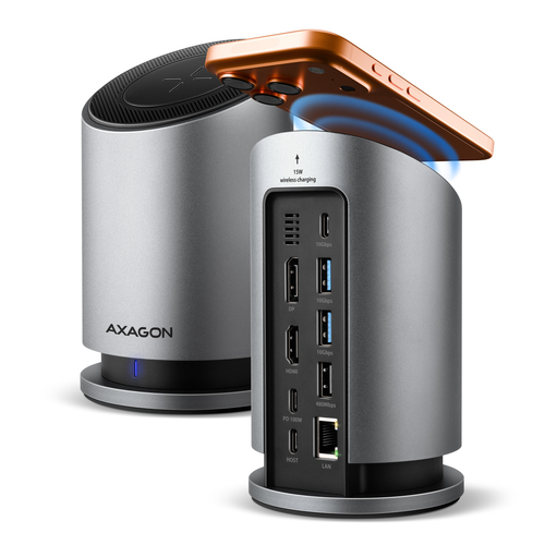 Dock & bộ mở rộng cổng laptop Axagon HMC-WL9 Có dây USB 3.2 Gen 2 (3.1 Gen 2) Type-C màu xám