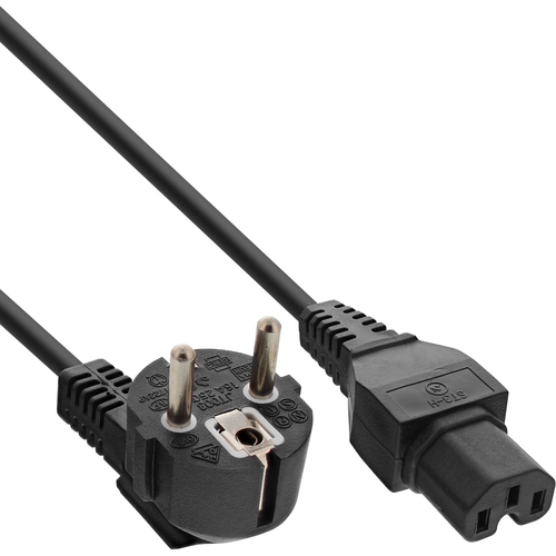 Dây cáp điện InLine B-16810D màu đen 2 m Khớp nối C15 Phích cắm dây nguồn loại F