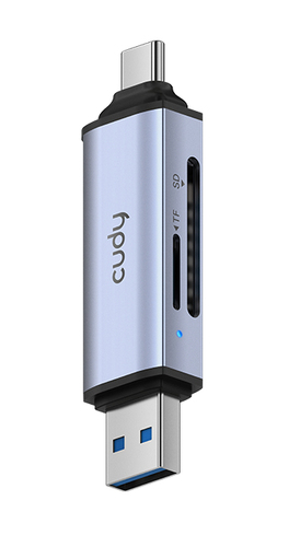 35f38e434b0c3da2d08b4972a863b6ef3b019cdc.jpg Đầu đọc thẻ Cudy USB 2.0 Type-A/Type-C màu xám, Bạc
