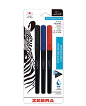 Bút bi Zebra 711STOMDB003 màu đen, màu xanh lơ, màu đỏ Bút bi nắp đậy Trung bình 3 chiếc