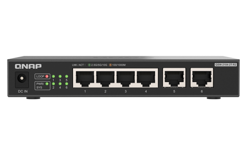 Switch mạng QNAP QSW-2104-2T-R2 Không quản lý 10G Ethernet (100/1000/10000) Máy tính để bàn màu đen