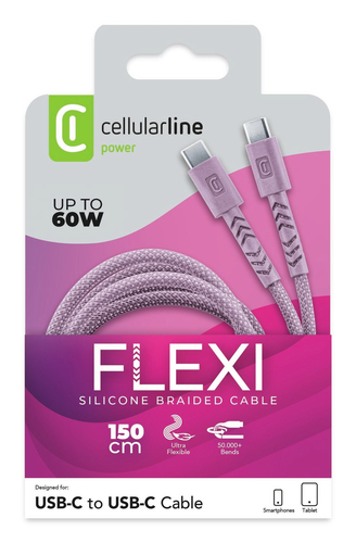 Cáp Cellularline USBDATAUBRC2C15P USB 1,5 m USB C 60 W màu hồng
