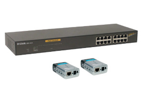 Switch D-Link 16-poorts PoE 10/100 Mbps smart (2 x DWL-P50 PoE adapters inbegrepen)