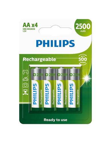 Pin gia dụng Philips R6B4RTU25/59 Pin sạc lại được AA Nickel-Metal Hydride (NiMH)