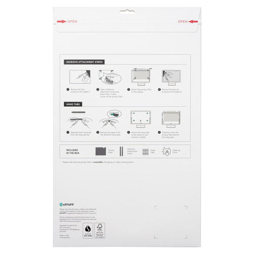 Tấm lọc riêng tư màn hình eSTUFF Privacy Filter 18 388 mm x 242 mm 16:10 Supports Touch Screens 47 cm (18.5") Laptop Miến dán màn hình chống nhìn trộm không viền