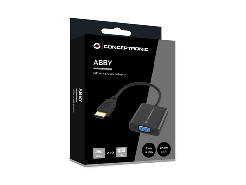 Bộ chuyển đổi cáp video Conceptronic ABBY20B 0,25 m HDMI Type A (Standard) VGA (D-Sub) màu đen