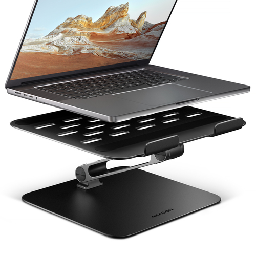 Axagon STND-LQB Laptop-Ständer, Doppelgelenk, höhenverstellbar, faltbar Giá đỡ máy tính xách tay & máy tính bảng màu đen 43,9 cm (17.3")