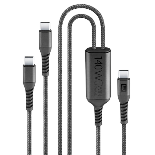 Cáp USB Cellularline USBDATATWINC2C15MK 1,5 m USB C 2 x USB C 120 W màu đen