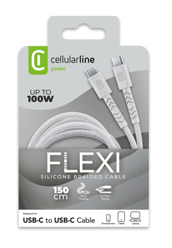 Cáp Cellularline USBDATAUBR5AC2C15W USB 1,5 m USB C 100 W màu trắng