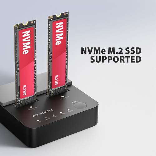 Trạm docking ổ cứng Axagon ADSA-M2C22L USB 3.2 Gen 2x2 Type-C màu đen