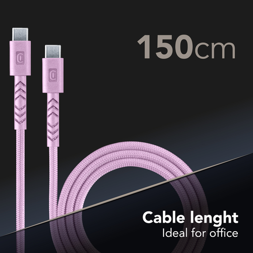 Cáp Cellularline USBDATAUBR5AC2C15P USB USB 3.2 Gen 1 (3.1 Gen 1) 1,5 m USB C 100 W màu hồng