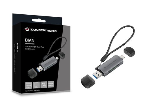 51f55aeb608e86438c60a8078f2071a829a5882d.jpg Đầu đọc thẻ Conceptronic BIAN05G USB 3.2 Gen 1 (3.1 Gen 1) Type-A/Type-C màu xám
