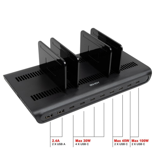 Kệ/giá của trạm sạc pin Lindy 73447 Đứng Nhựa Việt quất