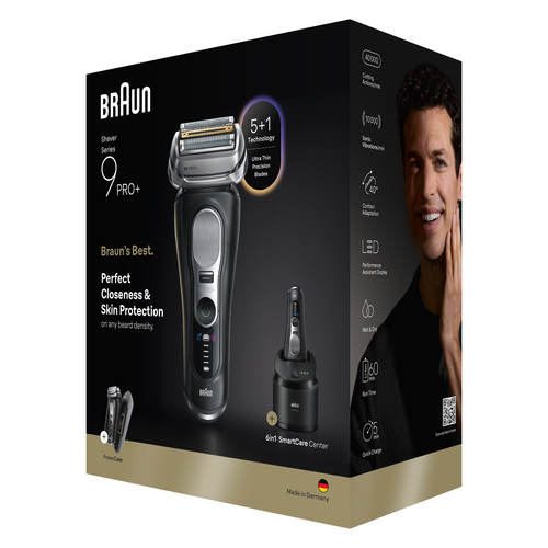 Máy cạo râu Braun Series 9 Pro+ 9670CC Máy cạo râu lưỡi lá Bộ tỉa màu đen
