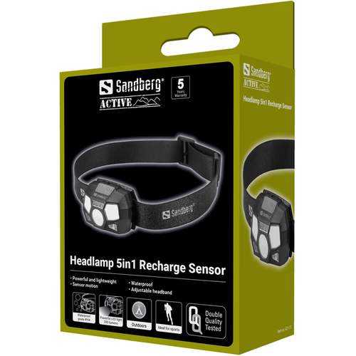 58d54cef3323278df18b30e37c7c972679931fbe.jpg Sandberg Headlamp 5in1 Recharge Sensor màu đen Đèn pin đội đầu LED