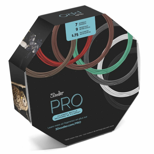 Vật liệu cho máy in 3D 3Doodler PRO-FILLS Đồng (kim loại), Polylactic acid (PLA), Axit polylactic - sợi carbon (PLA-CF), Sợi gỗ Đồng (kim loại), màu xanh lá cây, màu xám, màu trắng, Gỗ, màu đỏ, màu đồng