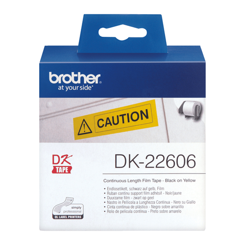 Máy bấm nhãn Brother DK-22606 màu đen trên màu vàng Tiếng Đan Mạch