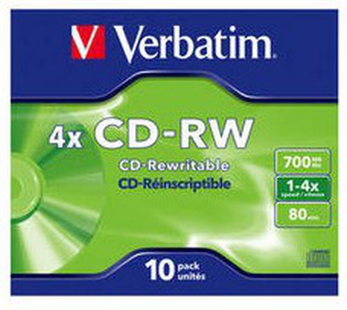 Đĩa CD trắng Verbatim CD-RW 4x 700 MB 10 chiếc