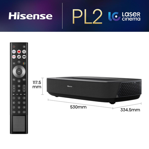 Tivi màn ảnh rộng Hisense Laser TV PL2 Máy chiếu siêu gần 2700 ANSI lumens DLP UHD 4K (3840x2160) màu đen