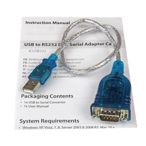 Cáp nối tiếp StarTech.com ICUSB232 màu xanh lơ 0,37 m USB Type-A DB-9