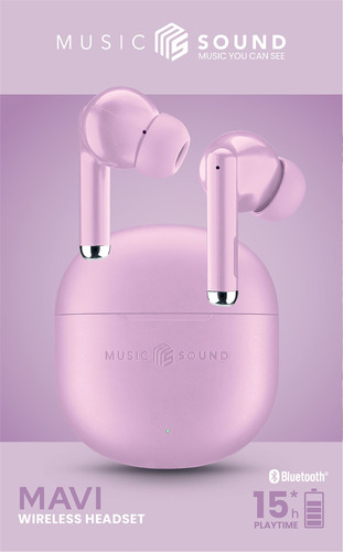 Tai nghe Music Sound BTMSTWSMAVIP Tai nghe có mic True Wireless Stereo (TWS) Kiểu nhét tai (In-ear) Cuộc gọi/nhạc USB Type-C Bluetooth màu hồng