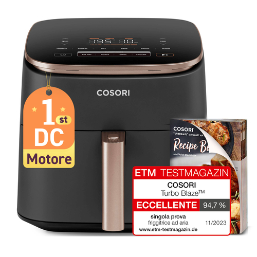 64d539edf86632bb984bc0f295e9e960bb035dc5.jpg Nồi chiên Cosori Turbo Blaze Chef Edition Đơn 6 L Độc lập 1725 W Nồi chiên không dầu màu đen, Vàng hồng