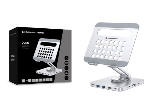 Xe/kệ đẩy văn phòng phẩm Conceptronic DONN26G Bạc Máy tính bảng Trạm đa phương tiện