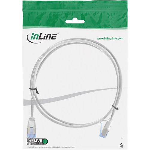 Dây cáp mạng InLine 71902W màu trắng 2 m Cat6a U/FTP (STP) Tròn