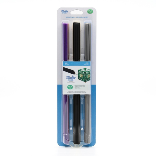 6eca3829e4cfa32975006edef96212ebab7ba182.jpg Vật liệu cho máy in 3D 3Doodler 206072 Polylactic acid (PLA) màu đen, màu tím violet, màu xám