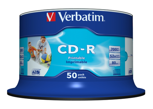 Đĩa CD trắng Verbatim CD-R AZO Wide Inkjet Printable no ID 700 MB 52x 50 chiếc