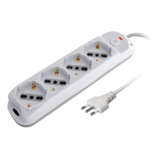 Ổ cắm kéo dài Techly IUPS-PCP-410A 1,5 m 4 ổ cắm AC Trong nhà màu xám, màu trắng