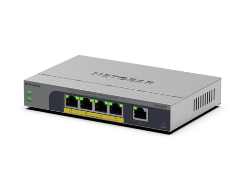 Switch mạng NETGEAR GS105EP Không quản lý Gigabit Ethernet (10/100/1000) Hỗ trợ Power over Ethernet (PoE) màu xám