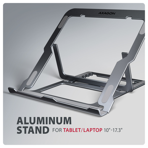 Axagon STND-LAG Laptop-Ständer, höhenverstellbar, faltbar, Aluminium Giá đỡ máy tính xách tay & máy tính bảng màu xám 43,9 cm (17.3")