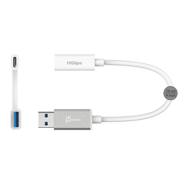 Cáp USB j5create JUCX35 0,1 m USB C USB A 10 Gbit/s màu trắng